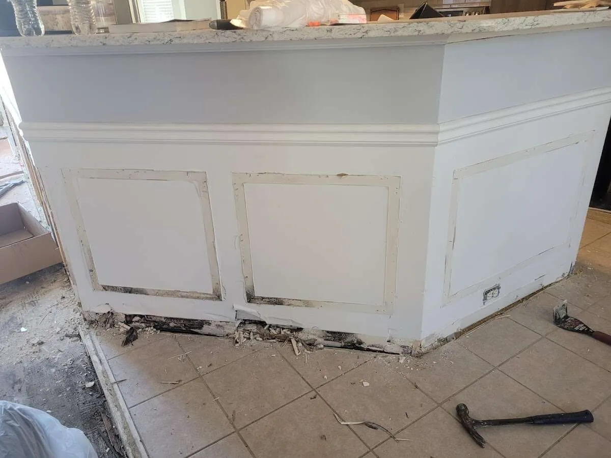 Water damage and mold on kitchen during Sewage Cleanup & Sanitation in New Baltimore
